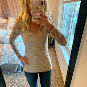 Beige Lace Top